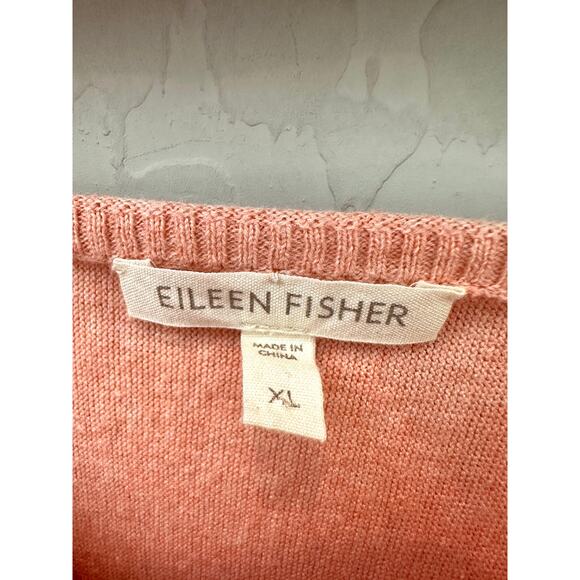 EILEEN FISHER | Organic Cotton Cashmere Boatneck Sweater Peach | Size XL - Picture 5 of 7